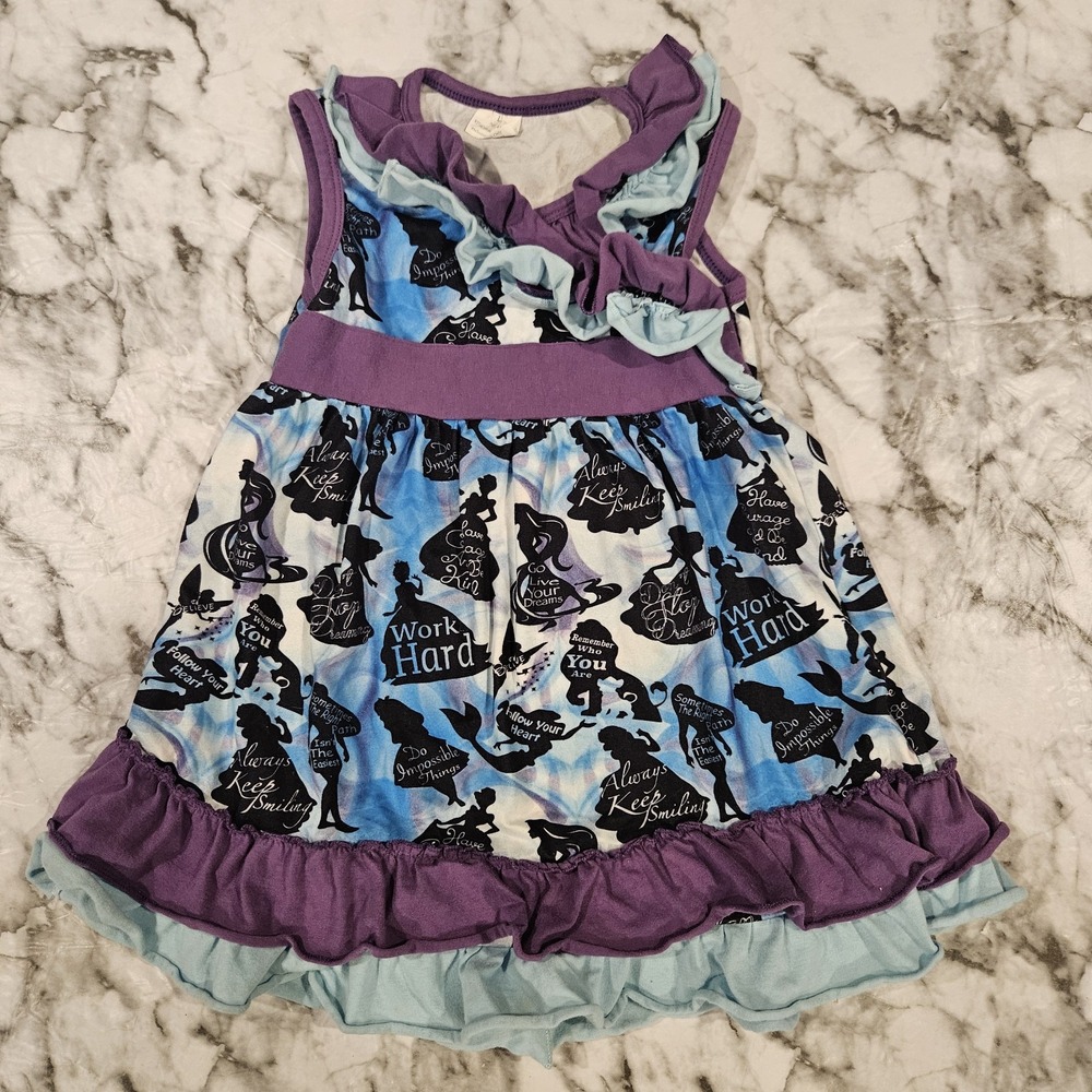 Girls Milksilk Inspirational Quote Dress Sizeβ 4T Sleeveless Ruffle